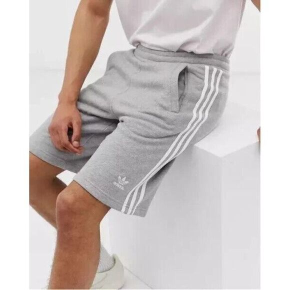 adidas DH5803 Men's Sz 2XL Med. Gray Heather Originals 3-Stripe Shorts - Picture 10 of 10